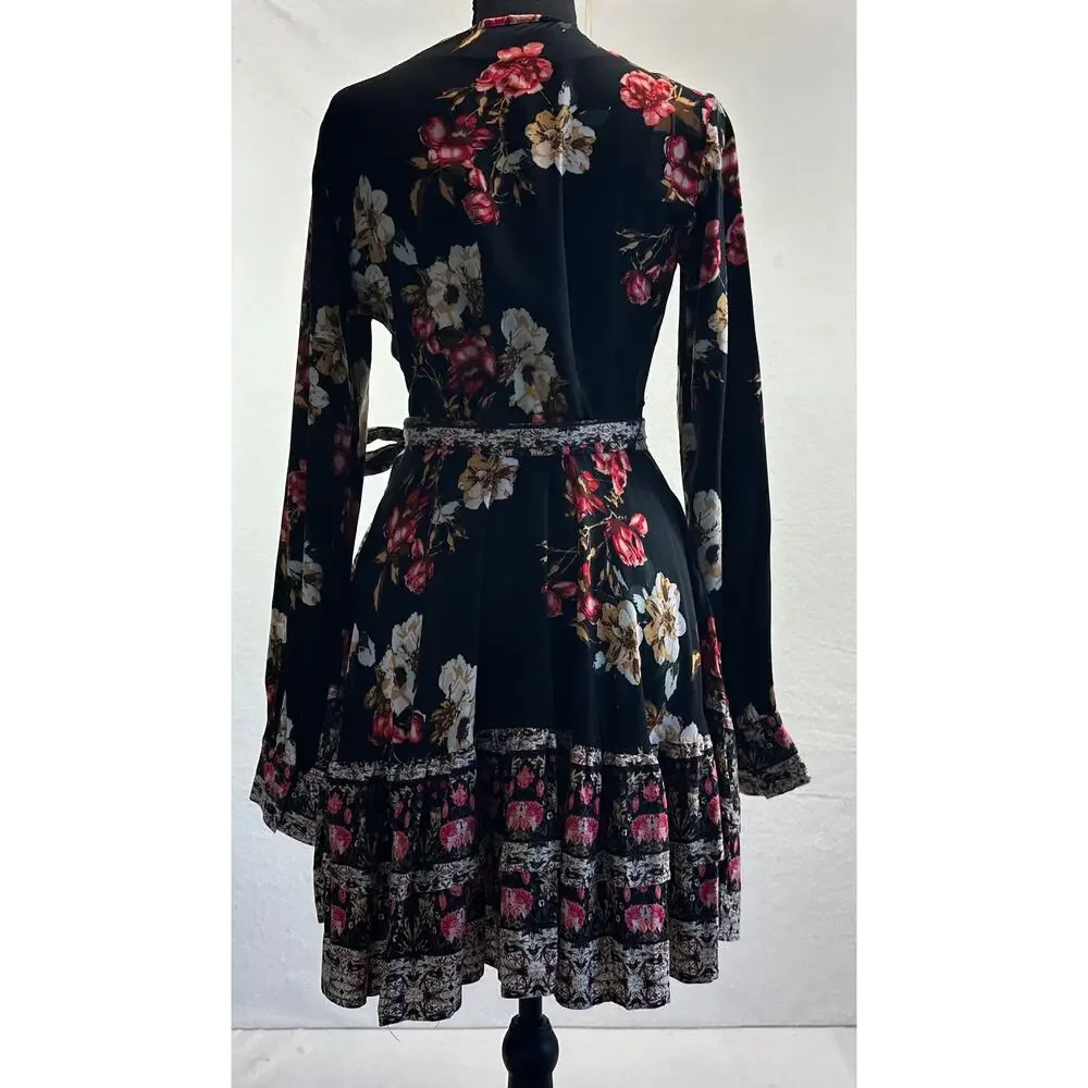 Venus Balloon Sleeve Ruffle Mini Dress w/Flare Skirt Size 4 Flirty Bohowestern - Picture 3 of 11